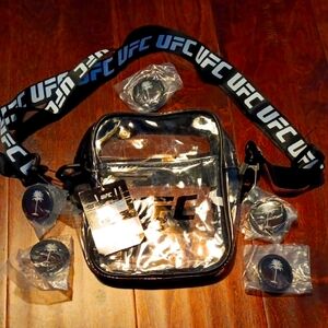 UFC Venue Clear Bag With 5 UFC Fight Island Buttons NEW